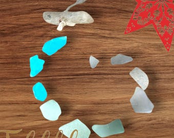 Zeeglas windgong enkel, drijfhout buiten zeeglas zonnevanger, strand huwelijkscadeau, kerst kust muur hangen, nautische serre kunst