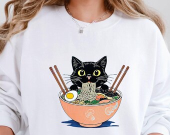 Noodle Cat Ramen Mom-sweater, Black Cat Lovers-shirt,