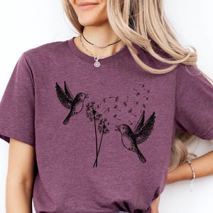 Cute Dandelion Hummingbird T-Shirt, Cute Hummingbird Dandelion Shirt, Nature Lovers Tee, Cute Women Gift