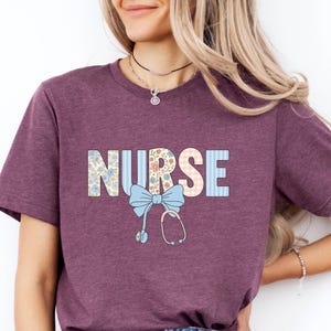 Nurse Toile Bow T-shirt, Stethoscope Bow Shirt, Nurse Coquette Tee, Gift for Nurse, Healthcare Professionals T-shirt, Nurse Appreciation