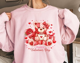 Bluza z kapturem Love Bear, sztuczny patchworkowy miś walentynkowy