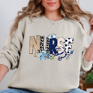 Leopard Nurse Sweatshirt, RN Hoodie, Cute Nurse Shirt, Nurse Life Hoodie, Nurse Hoodie, Nursing School Sweatshirt, Registered Nurse Shirt