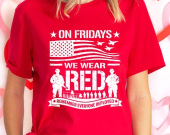Camiseta "On Friday We Wear Red Friday Veterans", camiseta con la bandera militar de EE. UU.