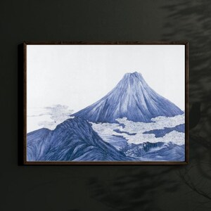 Mount Fuji Japanese Wall Art, Antique Japanese Painting, Minimalist Japandi Art, Landscape, Vintage Asian Print, Decor Gift, Digital Print
