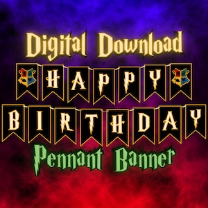 Magical Pennant Birthday Banner - Digital Download - Customizable Crests