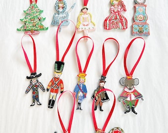 Nutcracker Ornaments, embroidered ornaments, Nutcracker Ballet Ornaments, Christmas Ornaments, Gift for Ballerina