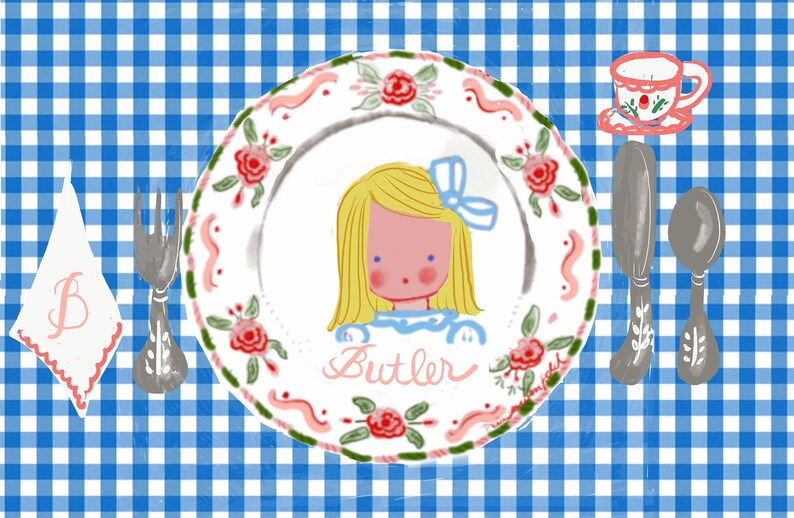 Laminated Placemats. Blue Gingham Placemat Double Sided Etsy