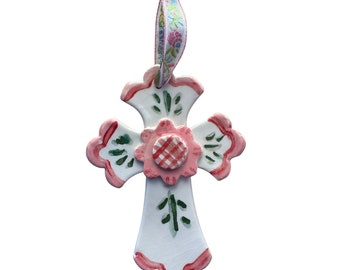 Single Flower Cross Ornament