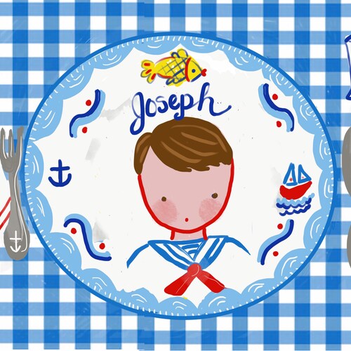 Laminated Placemats. Blue Gingham Placemat Double Sided Etsy