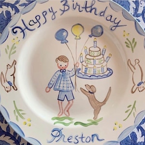 Preston Birthday Plate, Handpainted Plate, Personalized