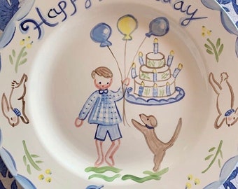 Preston Birthday Plate, Handpainted Plate, Personalized