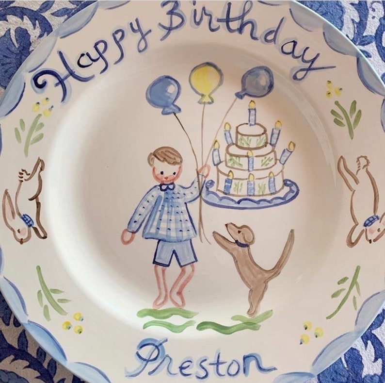 Birthday Plate ,Handpainted Plate ,Personalized image 1