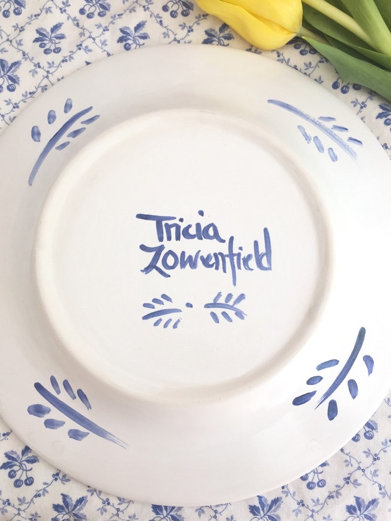 Custom Wedding Plate, Gift for Newly Weds ,Handpainted ,Blue and White Wedding Plate image 5