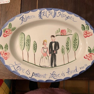 Wedding Platter ,  Wedding Gift Personalized Wedding Portrait Handpainted Wedding Platter Gift for Newlyweds