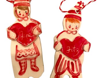 Valentines Ornament, handmade , Gift for Kids , Personalized Valentines Ornaments, Ceramic Made From Clay