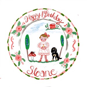 Custom Handpainted Ceramic Plate , Gift for child, Child Decor,Happy 1st Birthday image 2