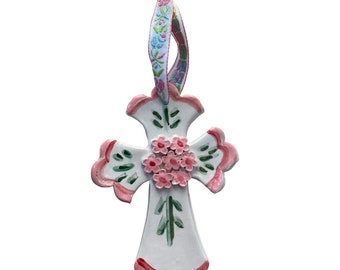 Bouquet of Flowers Cross Ornament