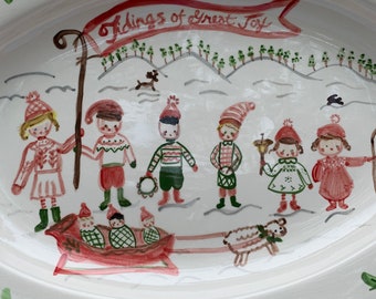 Custom Platter , Christmas Platter, Custom  Christmas ,Personalized , Handpainted Platter, Childrens Painting, Grandparents Gift