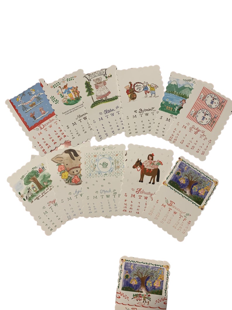 2023 Calendar With Brass Easel Calendar Cardsillustrated Etsy