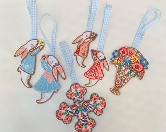 Easter Embroidered Ornaments, Made in the USA, Embroidered Ornaments,