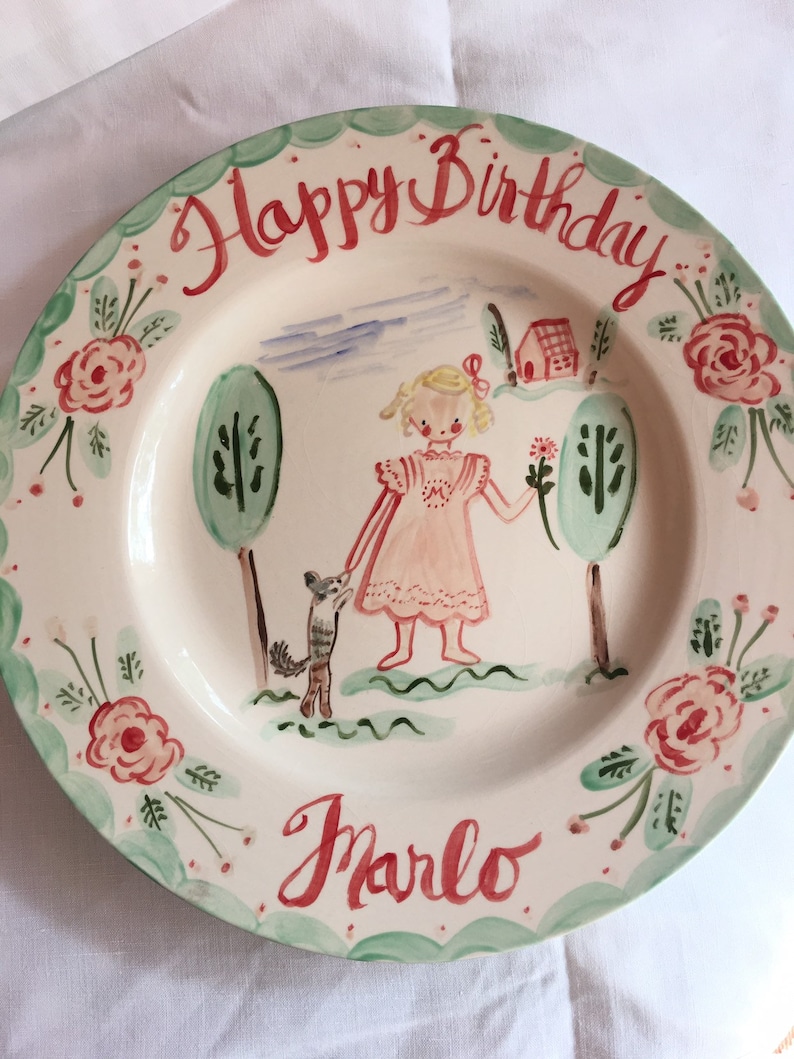 Birthday Plate Roses/Trees image 1