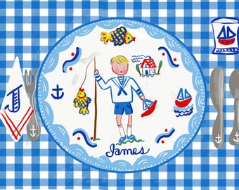 Laminated Placemats. Blue Gingham Placemat, Double sided, Placemats,  Table Decor ,personalized