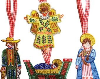 Nativity Christmas Embroidered Ornaments, Crèche, Nativity , Christmas Ornaments, Embroidered Ornaments