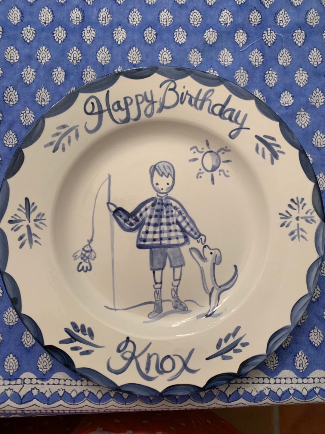 Birthday Plate Blue/white generic Etsy