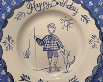 Birthday Plate - Blue/White (generic)