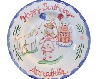 Birthday Plate - Unicorn, Cake, Balloons Full Color