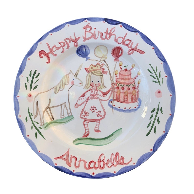 Birthday Plate Unicorn, Cake, Balloons Full Color image 1