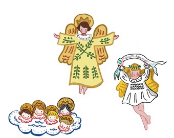 Christmas Angel Needlepoint Canvas, Angel Ornaments, Christmas Ornaments,Make Your Own Needlepoint Ornaments, Needlepoint Angels, Set of 3