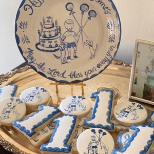 Birthday Plate - Balloons, Cake, Dogs - Tricia Lowenfield Design