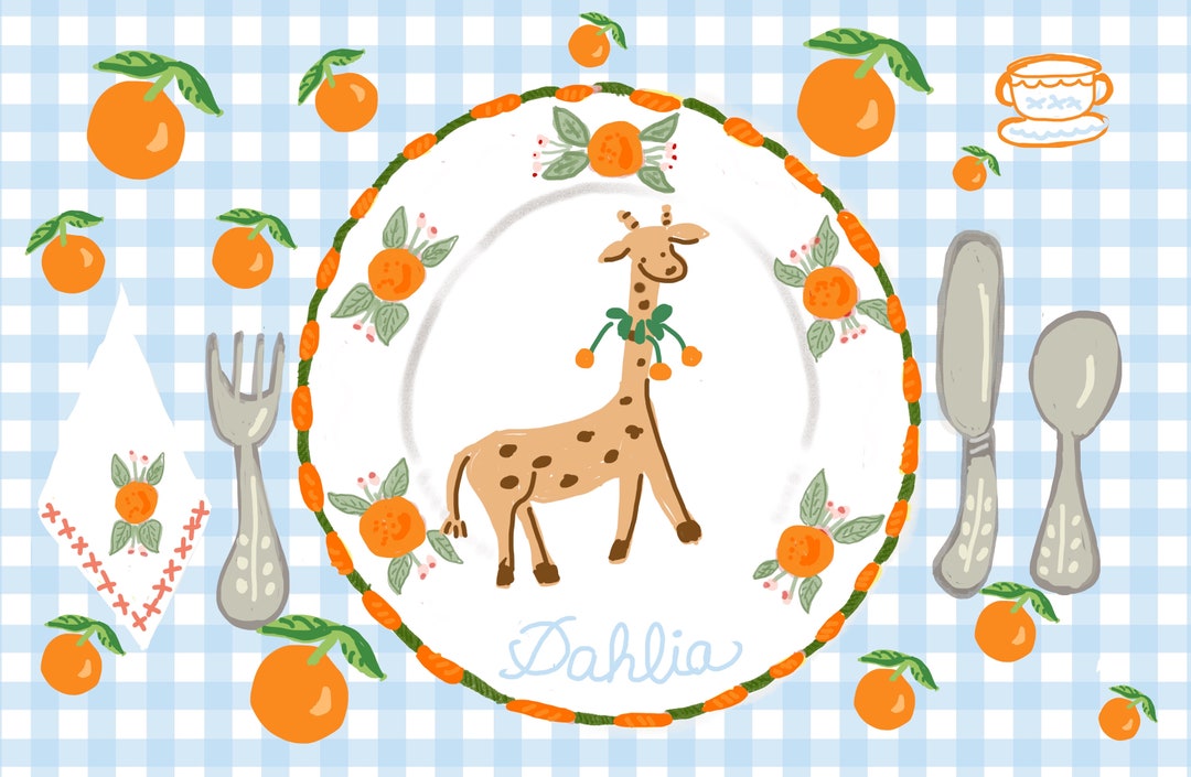 Giraffe Laminated Placemat,table Decor , Personalized ,collaboration