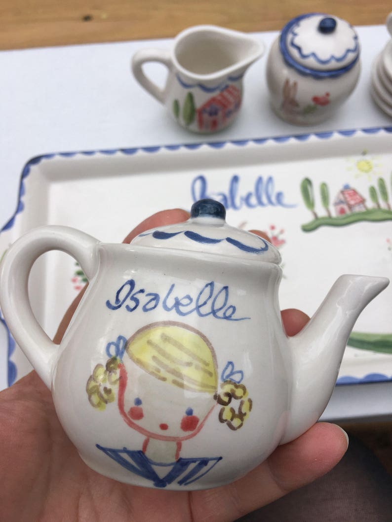 Gift for Girl Childs Tea Set Personalized,Hand Painted Tea Set Personalized
