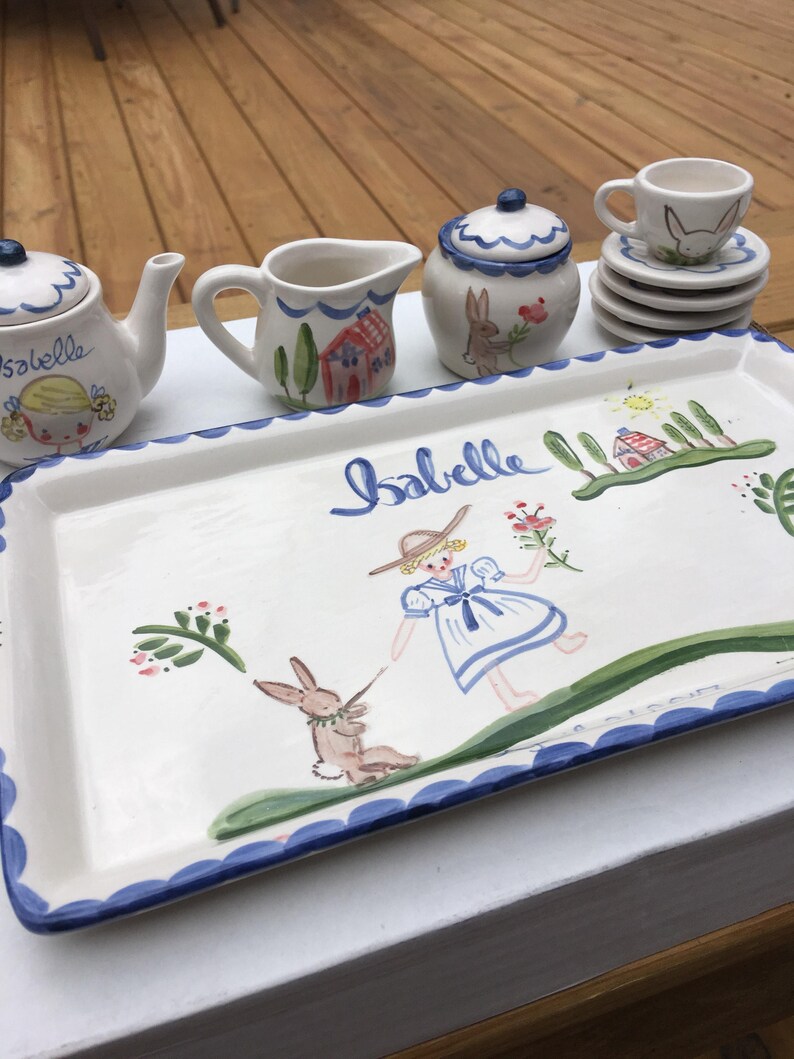 Gift for Girl Childs Tea Set Personalized,Hand Painted Tea Set Personalized