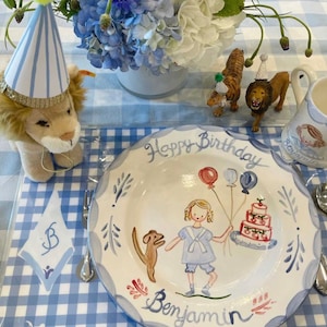 Birthday Plate Custom Birthday Personalized Plate – Benjamin Sailor Plate, Boys Plate, Personalized, Plate, – Kids Birthday Gift Hand Pai