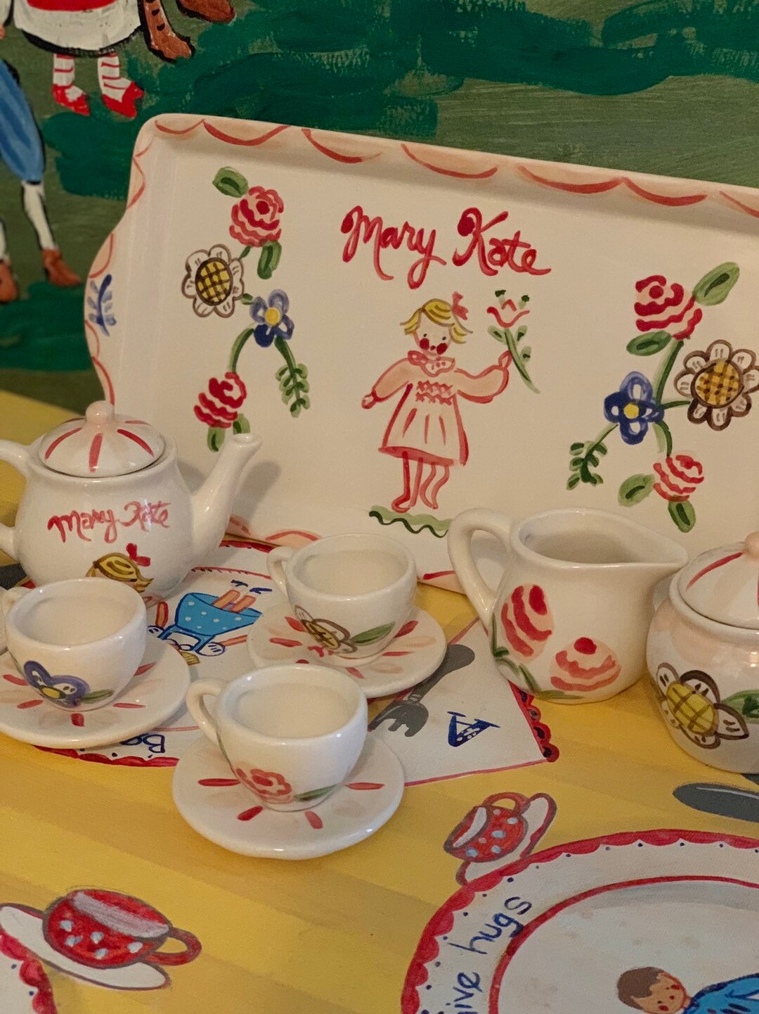 Childrens Personalized Tea Set, Gift for Girl, Personalized, Hand Painted Etsy