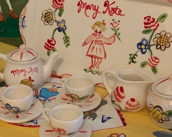 Childrens Personalized Tea Set, Gift for Girl, Personalized, Hand Painted