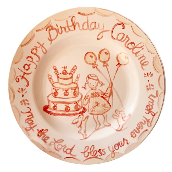 Birthday Plate - Pink/Red Party Girl