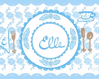 Laminated Placemat - Pastel Blue/White (Collaboration with Born on Fifth)