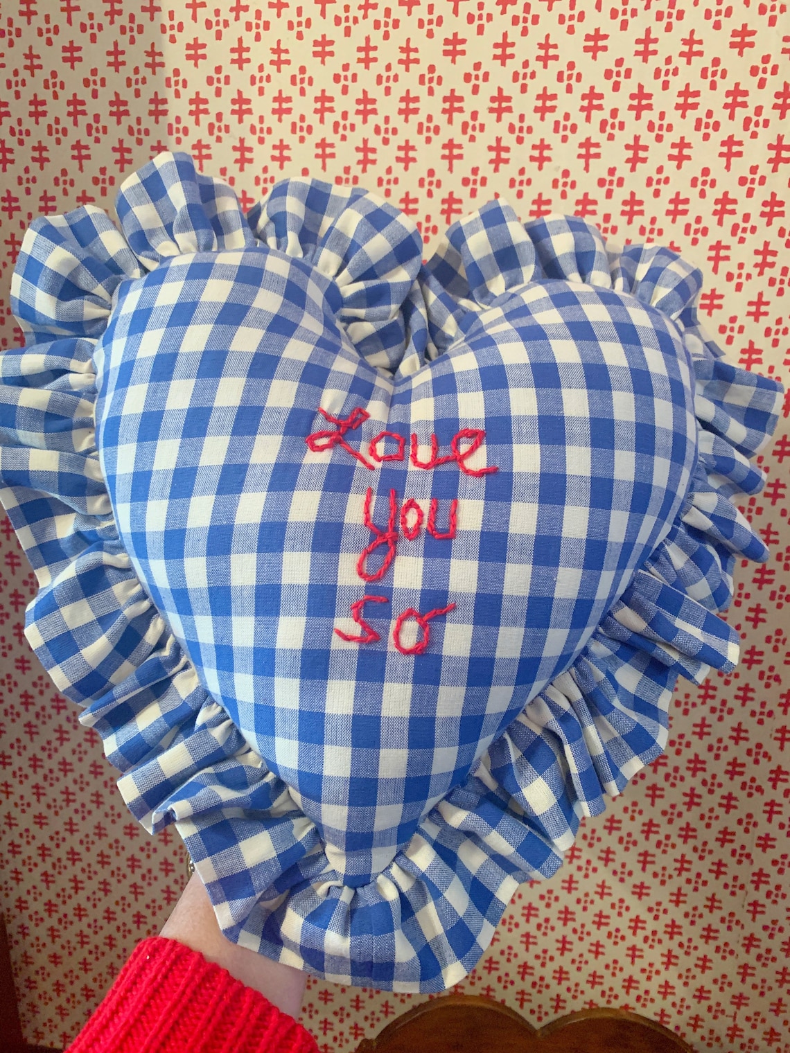 Personalized Embroidered Heart Pillow Love You Sothrow Etsy