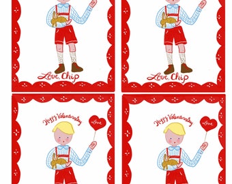 Boy Valentine, Digital Personalized Valentine Cards, Custom Valentines ,