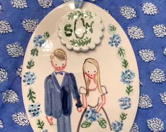 Wedding Ornament Personalized Ornament Custom Wedding Gift – Ornament, Gift, Handpainted – Bride And Groom Gift Ceramic Ornament Wedding