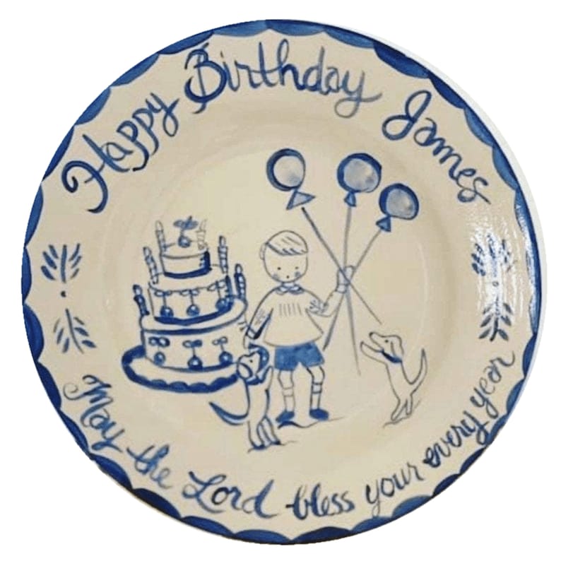 Birthday Plate - Balloons, Cake, Dogs - Tricia Lowenfield Design