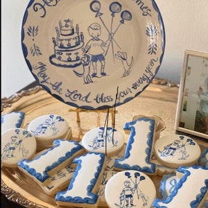 Birthday Plate - Balloons, Cake, Dogs - Tricia Lowenfield Design
