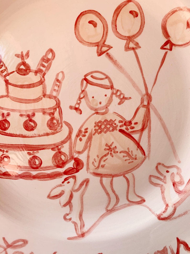 Birthday Plate - Balloons, Cake, Dogs - Tricia Lowenfield Design