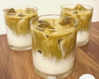 Cadeau kaars ijskoffie | Latte met karamel en geur | Niet-giftige sojawas | Veganistisch