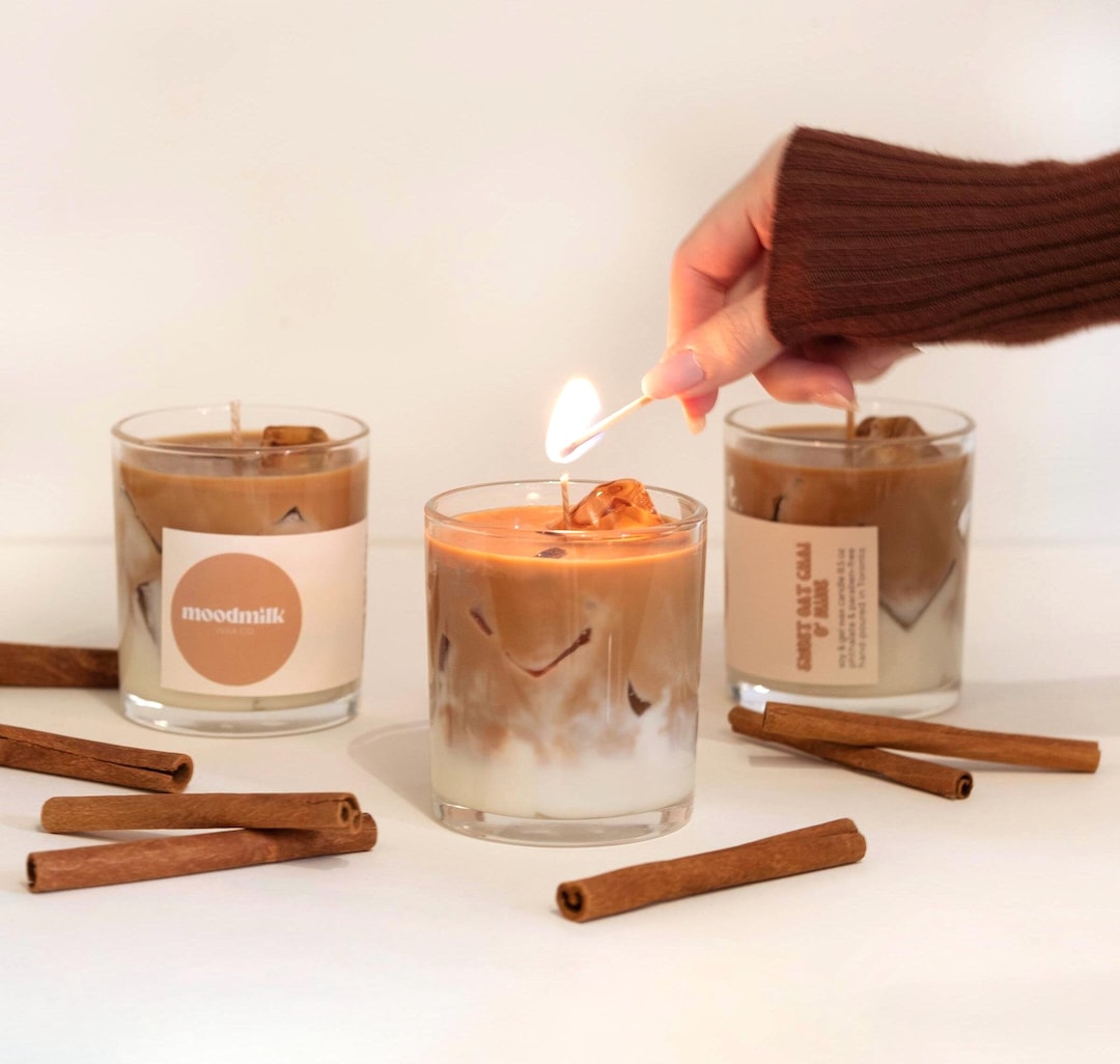 Iced Chai Latte Candle: Sweet Oat, Cinnamon Scented Soy Wax | Nontoxic Vegan - Etsy