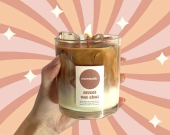 Vela con aroma a chai latte helado: Canela y leche de avena / Vela no tóxica de otoño